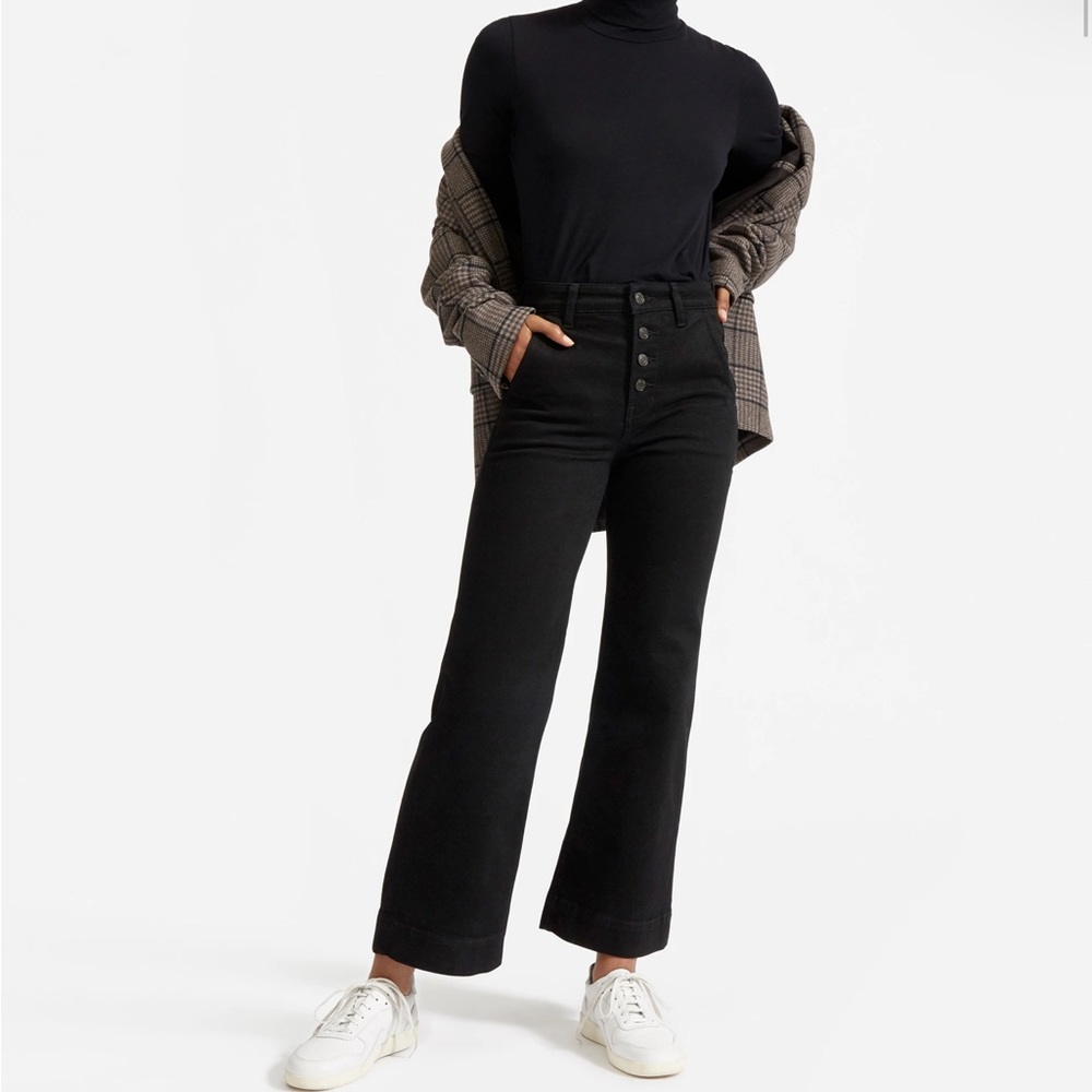 Everlane Black The Button-Fly Wide-Leg Jean